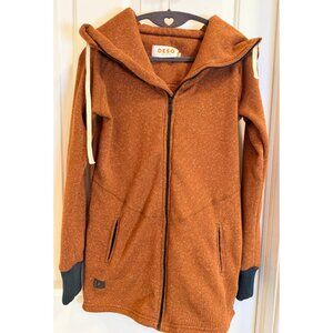 DESO Hooded Zip-Up Sweater Jacket Brown XS Made in USA